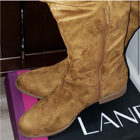 Lane Bryant Brown Over the Knee Flat Scrunch Boots 10W NWT - Picture 2 of 6